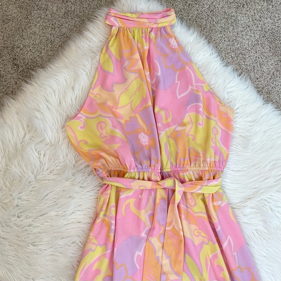 ASOS Retro Floral Halter Belted Mod Maxi Dress - Picture 12 of 16